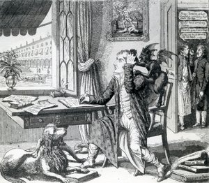 Un noble poeta - Rascando sus ideas, publicado por J. Johnston, 1823 de English School