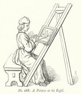Un pintor en su caballete (grabado) de English School