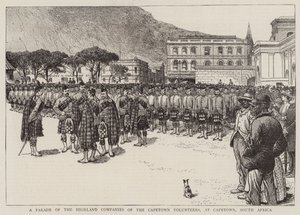 Un desfile de las compañías de Highland de los voluntarios de Ciudad del Cabo, en Ciudad del Cabo, Sudáfrica de English School