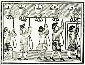 Un repique de campanas de iglesia, de una colección de folletos sobre esoterismo, c. siglo XVI de English School