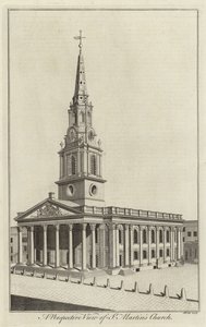 Vista Perspectiva de la Iglesia de San Martín, Londres de English School