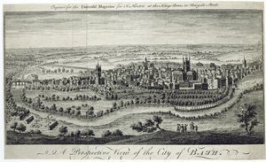 Vista en perspectiva de la ciudad de Bath, grabado para la Universal Magazine de English School