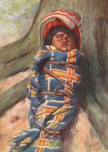 Un papoose indio piute (litografía en color)