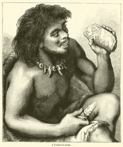 Un artista prehistórico (grabado) de English School