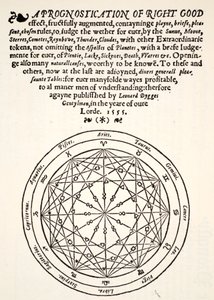 Una Prognosticación de Muy Buen, por Leonard Dygges, impreso por Thomas Gemini, Blacke Friars, Londres, 1555 de English School