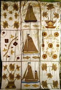 Colcha Acolchada de Barcos de Vela y Flores de English School