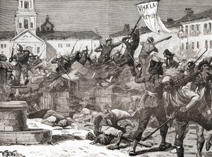 Una insurrección republicana en Málaga, España, durante la Revolución Gloriosa( La Gloriosa de English School