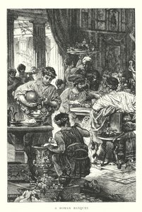 Un banquete romano (grabado) de English School