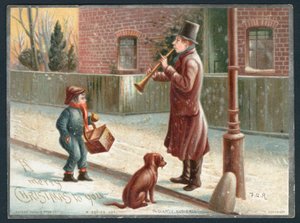 Una audiencia escasa - Tarjeta victoriana de Navidad de English School