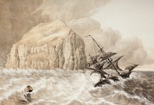 Un naufragio contra Bass Rock, Firth of Forth, de 