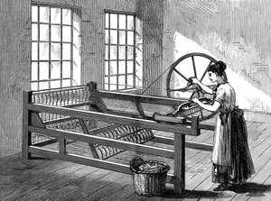 A Spinning Jenny, c.1880 (grabado en madera) de English School