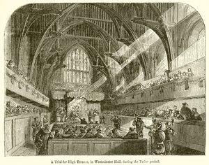 Un juicio por alta traición, en Westminster Hall, durante el período Tudor