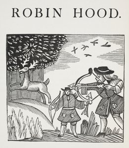 Un verdadero cuento de Robin Hood, ilustración de Chap-books del siglo XVIII de John Ashton, pub. 1882 de English School