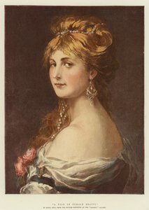 Un tipo de belleza femenina (litografía en color) de English School