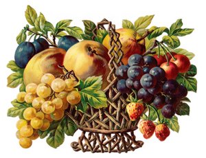 Relieve victoriano de una cesta de fruta, c.1880 (litografía en color)