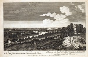 Una vista desde Richmond Hill hacia el río, impreso para Robert Sayer Map y Printseller, Fleet Street de English School