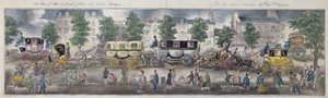 Vista de los bulevares de París con los nuevos carruajes, 1828 de English School