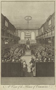 Vista de la Cámara de los Comunes, Westminster de English School