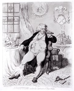 Un voluptuoso bajo los horrores de la digestión, publicado en 1792 de English School