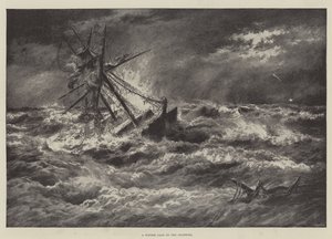 Un vendaval de invierno en los Goodwins (litografía) de English School