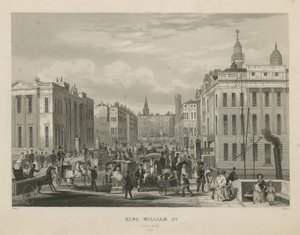 Una escena de calle concurrida en King William Street de English School