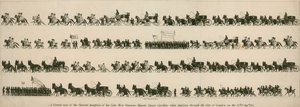 Una vista correcta de la procesión fúnebre de su difunta Majestad la Reina Carolina cuando pasaba por la Ciudad de Londres el 14 de agosto de 1821