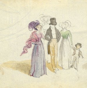 Una familia paseando, c.1825 de English School