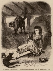 Una Whittington hembra, una niña salvada de las ratas por su gato favorito (grabado)