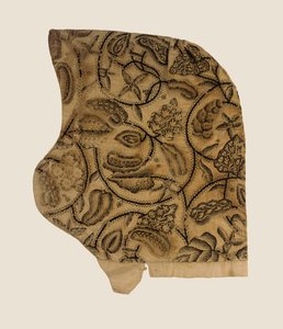 Un fino cofia de trabajo en negro, 1620-40 de English School