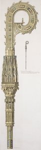 Elevación geométrica del báculo de William of Wykeham (c.1320-1404) publicada en 1785 de English School