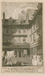 Una casa en la esquina de Breakneck Stairs, Green Harbour Court, Old Bailey, Londres de English School