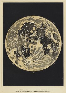 Un mapa de la luna visto en un telescopio ordinario de English School