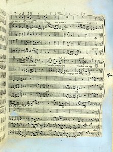 Una página de una de las dos únicas copias conocidas de la primera impresión del Mesías de Handel en Londres (papel impreso) de English School