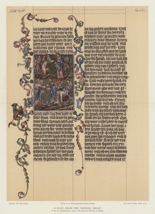 Una página de la Biblia de Wenzel (litografía en color) de English School