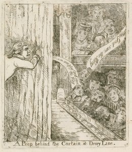 Un vistazo detrás del telón en Drury Lane; caricatura de English School