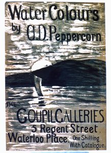 Póster anunciando la exposición de acuarelas de A.D. Pepercorn en Goupil Galleries