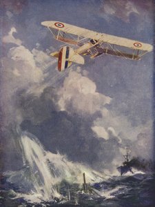 Un hidroavión bombardeando un submarino de English School