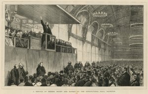 Un servicio de los Sres. Moody y Sankey en el Agricultural Hall, Islington de English School