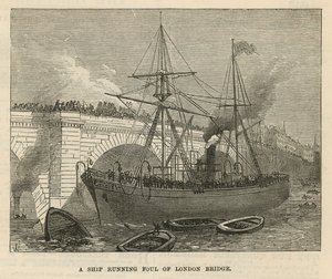 Un barco chocando con el Puente de Londres de English School
