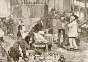 Un comedor social en París en el siglo XIX (litografía) de English School