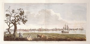 Vista de Portsmouth, en New Hampshire, tomada desde la costa este, 1774-1779 de English School