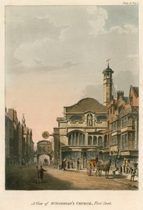 Vista de la Iglesia de San Dunstan, Fleet Street, Londres de English School