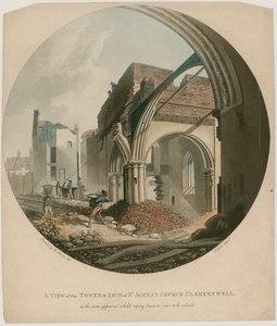 Vista de la Torre y el Arco de la Iglesia de St James, Clerkenwell de English School