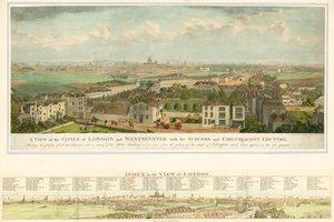 Una vista de las ciudades de Londres y Westminster con los suburbios y el campo circundante de English School