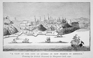 Vista de la ciudad de Quebec en Nueva Francia en América