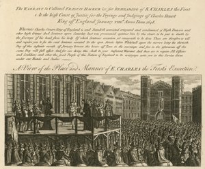Vista del lugar y la manera de la ejecución del Rey Carlos I de English School
