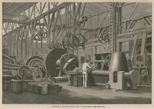 Visita a la Fábrica de Motores Marinos de Penn en Greenwich, Londres; Torneado de un eje de paleta para un barco de vapor de English School