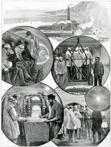Una visita al Túnel del Canal, ilustración de The Graphic 4 de marzo, 1882 de English School