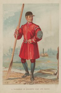 Un barquero con el Abrigo y la Insignia de Doggett de English School