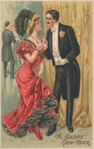 Una pareja bien vestida asistiendo a una fiesta de English School